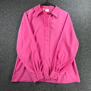 Sophisticates by Pendleton Womens 12 Hot Pink Button Up Blouse Made in USA VTG